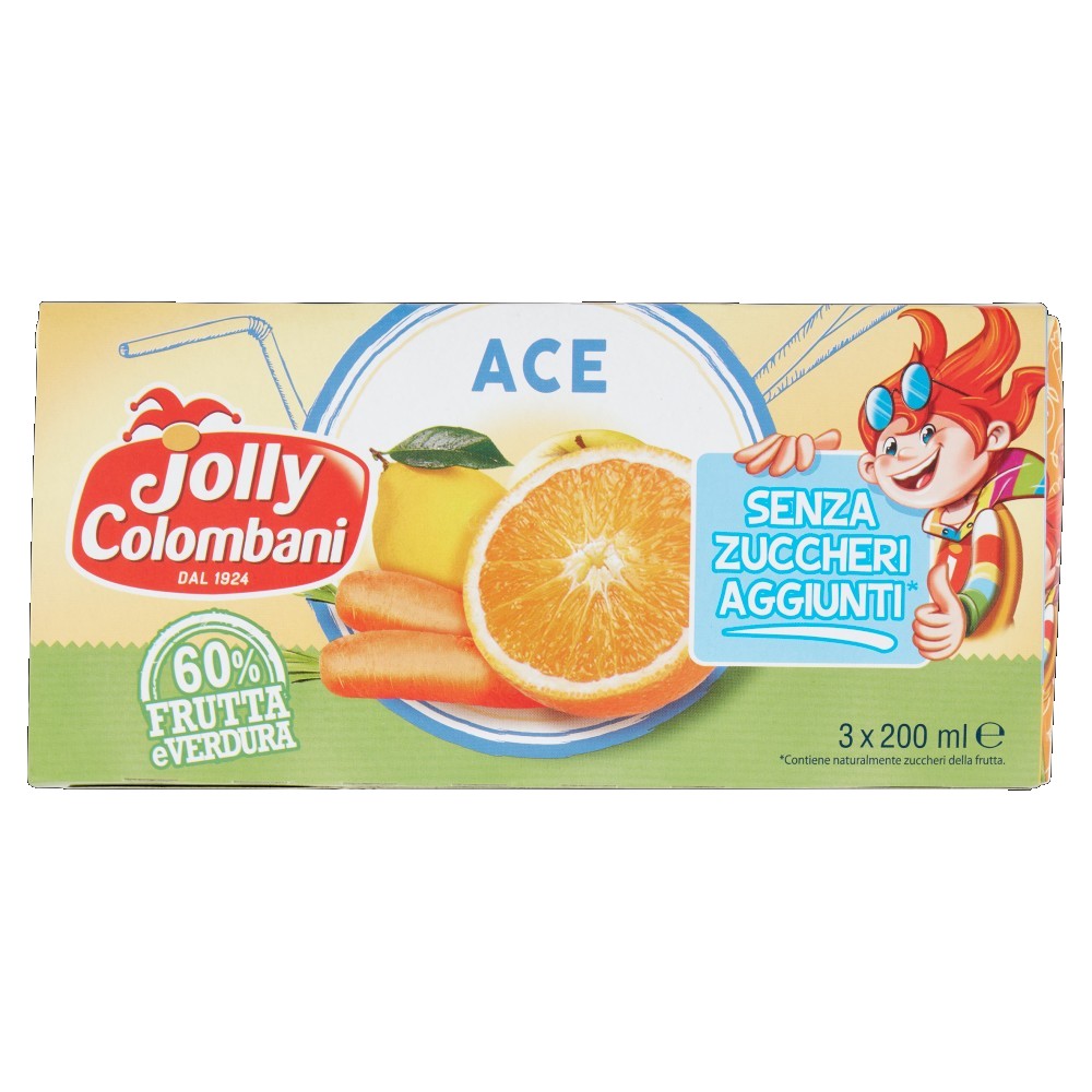 Jolly Colombani Succo Ace Senza zuccheri 200ml X3 pz (8 confezioni)
